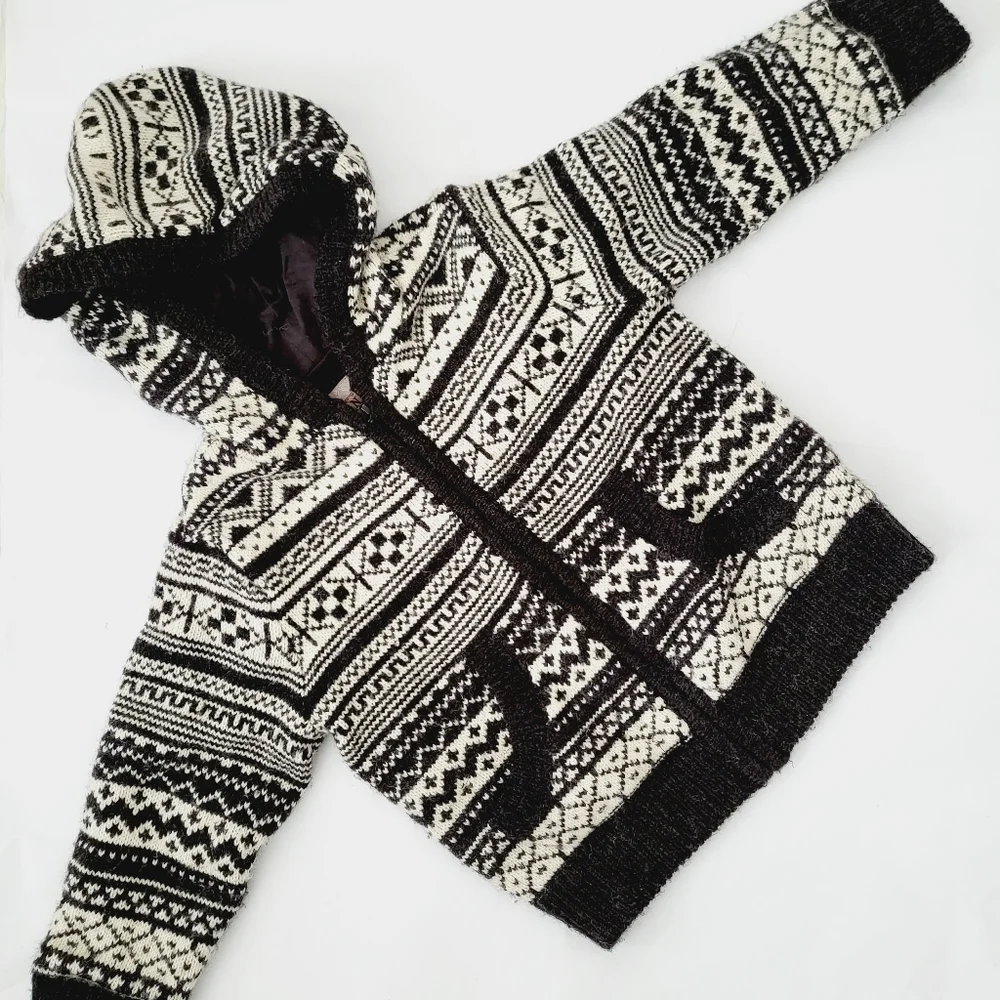 Old Navy 2T cotton lined wool hooded zip up sweater
